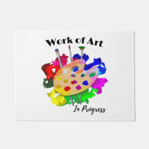 Kunstwerk in Arbeit Künstler Palette Pinsel Fußmatte
