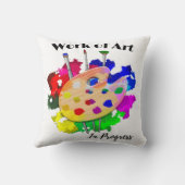 Kunstwerk in Arbeit Künstler Palette Pinsel Kissen (Rückseite)