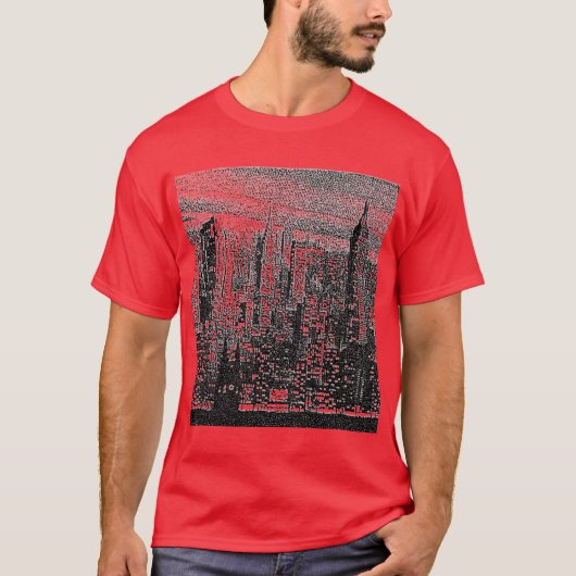 Kunstwerk in gepunktetem Pop Art Red New York City T-Shirt (Vorderseite)