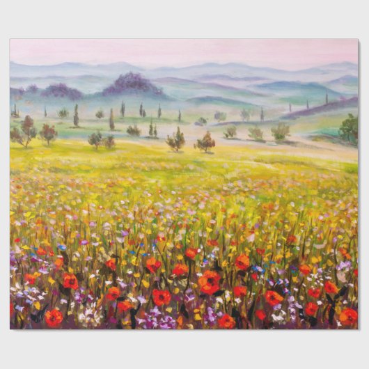 Kunstwerk Italienische Zypressenlandschaft mit m Geschenkpapier (Flach)