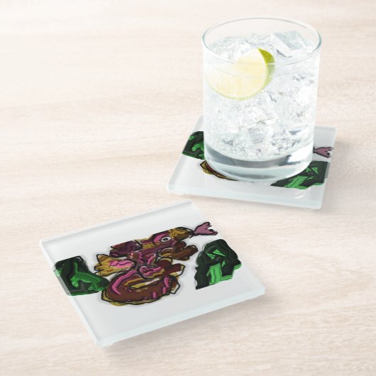 Kunstwerk Lizard Glasuntersetzer (Schrägansicht)