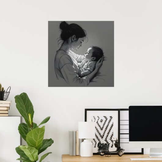 Kunstwerk Mutter & Baby Poster (Heimbüro)