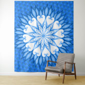 Kunstwerk Weiß und Blau Mandala Wandteppich (Beispiel)