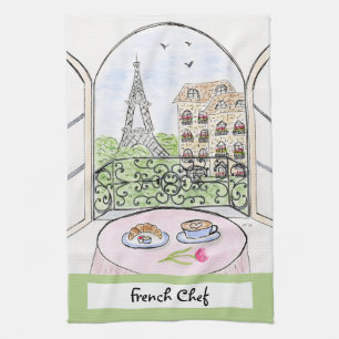 Kunstwerk Whimsical Paris Eiffelturm französischer Geschirrtuch
