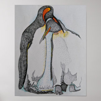 Kunstwerke, Pinguine, Kuscheln, Zeichn, Kunst Poster