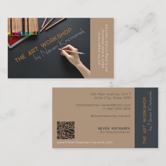 Kunstworkshop Brown Artist Business Card Visitenkarte (Vorne/Hinten)