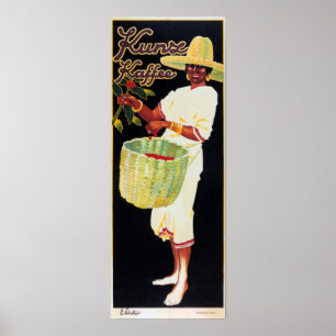 KUNZE KAFFEE Kaffeebohnen Vintage Lebensmittelwerb Poster