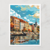 Kuopio Finland Vintage Illustration Postkarte (Vorderseite)