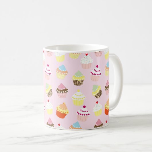 KUPCAKES FOOD PINK PATTERN KAFFEETASSE (VorderseiteRechts)