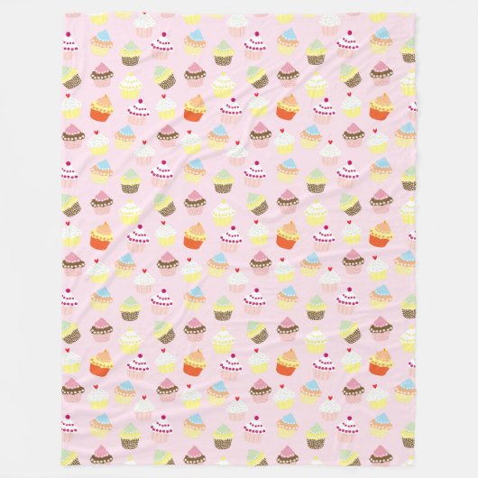KUPCAKES PINK PATTERN FLEECEDECKE (Vorderseite)