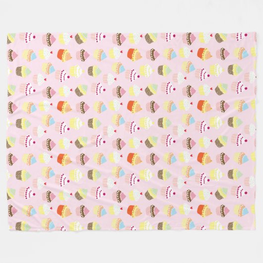 KUPCAKES PINK PATTERN FLEECEDECKE (Vorderseite (Horizontal))