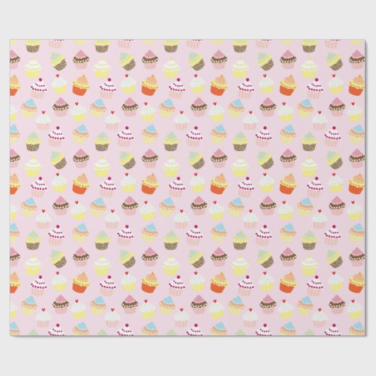 KUPCAKES PINK PATTERN GESCHENKPAPIER (Flach)