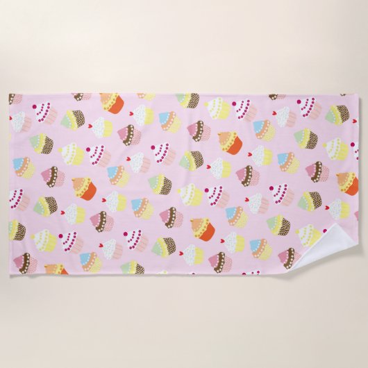 KUPCAKES PINK PATTERN STRANDTUCH (Vorderseite)