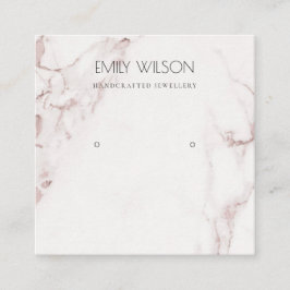 KUPER BLUSH PINK MARBLE STUD EARRING DISPLAY LOGO QUADRATISCHE VISITENKARTE