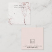KUPER BLUSH PINK MARBLE STUD EARRING DISPLAY LOGO QUADRATISCHE VISITENKARTE (Vorne/Hinten)