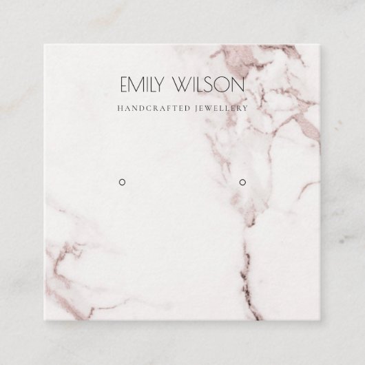 KUPER BLUSH PINK MARBLE STUD EARRING DISPLAY LOGO QUADRATISCHE VISITENKARTE (Vorderseite)