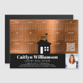 Kupfer-2027-Kalender-Makler-Foto-QR-Code-Magnet Magnetkarte (Vorne/Hinten)