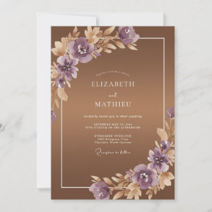 Kupfer-Amethyst-Blatt-Hochzeit Einladung
