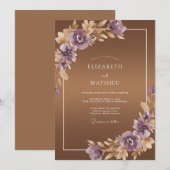 Kupfer-Amethyst-Blatt-Hochzeit Einladung (Vorne/Hinten)