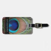 Kupfer/Aquamarin/Blue Pfau Feather Gepäckanhänger (Vorderseite horizontal)