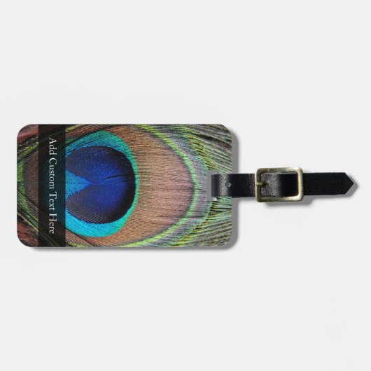 Kupfer/Aquamarin/Blue Pfau Feather Gepäckanhänger (Vorderseite horizontal)