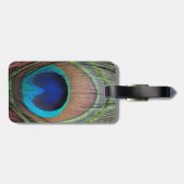 Kupfer/Aquamarin/Blue Pfau Feather Gepäckanhänger (Rückseite horizontal)
