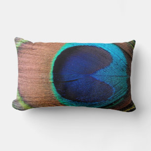 Kupfer/aquamarine/blaue Pfau-Feder Lendenkissen