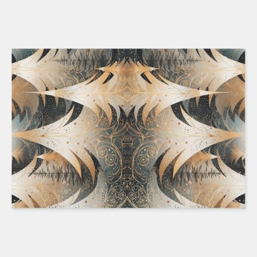 Kupfer-Bäume in einem Waldmuster Geschenkpapier Set (Vorderseite)