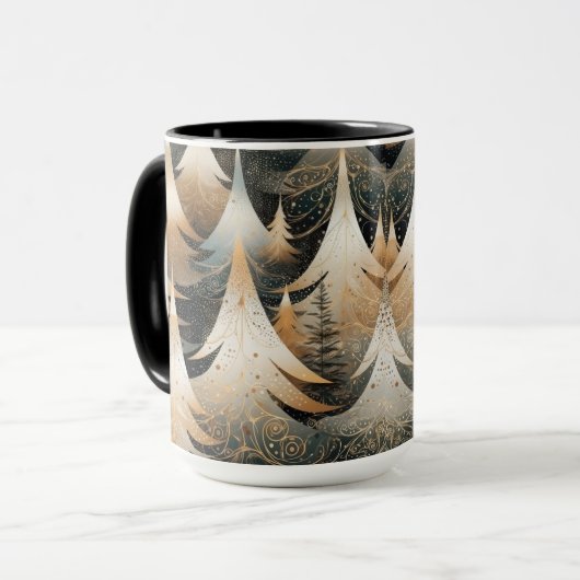 Kupfer-Bäume in einem Waldmuster Tasse (Vorderseite Links)