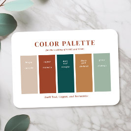 Kupfer, Beige und Aquamarine Farbpalette für die H Begleitkarte