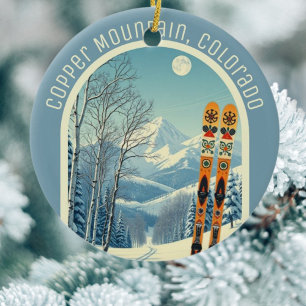 Kupfer-Berg, Colorado-Skisouvenir Keramik Ornament