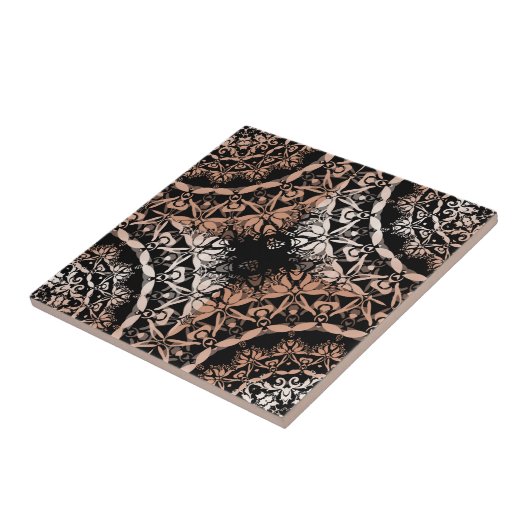 Kupfer Black Mandala Pattern Fliese (Seite)