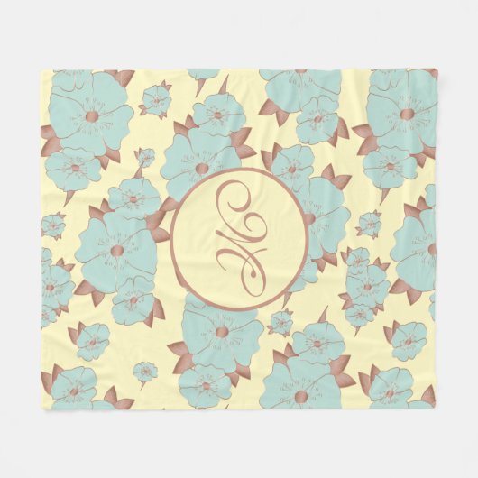 Kupfer Blassblüte Aquamarine Blüte auf Pastellgelb Fleecedecke (Vorderseite (Horizontal))