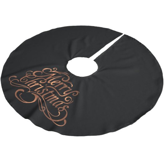 Kupfer-Blick Skriptentwurf froher Weihnachten Polyester Weihnachtsbaumdecke (Schrägansicht)