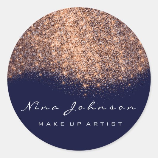 Kupfer Blue Navy Rose Glitzer Makeup Artist Beauty Runder Aufkleber (Vorderseite)