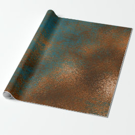 Kupfer Blue Patina Metallic Grill Urban Abstrakt Geschenkpapier