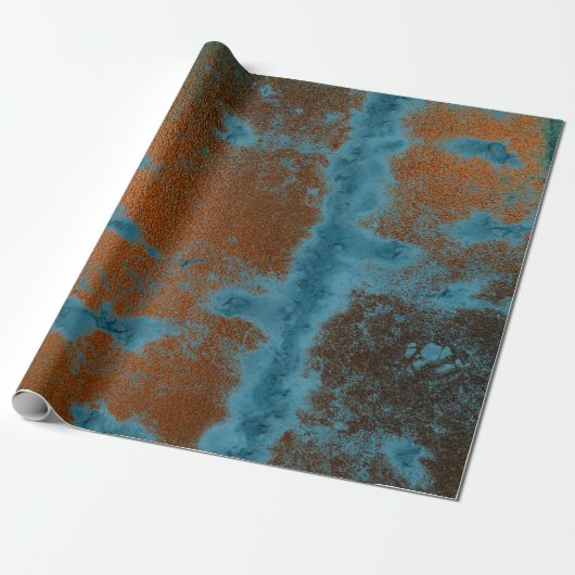 Kupfer Blue Patina Metallic Grungy Urban Abstrakt Geschenkpapier (Ungerollt)