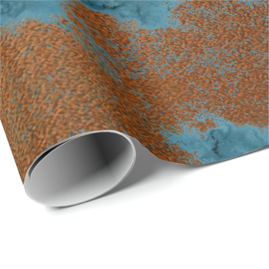 Kupfer Blue Patina Metallic Grungy Urban Abstrakt Geschenkpapier (Rolleneckpunkt)