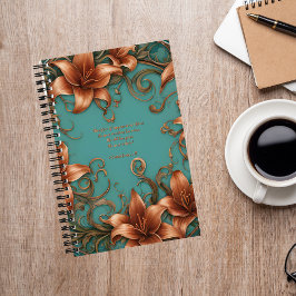 Kupfer-Blume im Türkis-Journal mit Jesus Notizblock