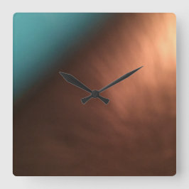 Kupfer-Braun- und Türkiswall Quadratische Wanduhr