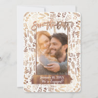 Kupfer Bronze Gold Foil Modernes Save the Date Fot