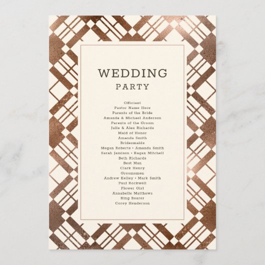 Kupfer Bronze Karierte Hochzeitfeier für den Rusti Programm (Rückseite)