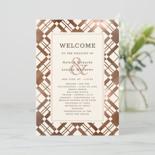 Kupfer Bronze Karierte Hochzeitfeier für den Rusti Programm (Stehend Vorderseite)