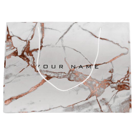 Kupfer Bronze Marmor Metallic Geschenk Grau Silver Große Geschenktüte (Vorderseite)