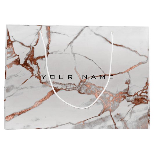 Kupfer Bronze Marmor Metallic Geschenk Grau Silver Große Geschenktüte (Rückseite)