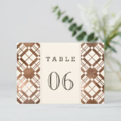 Kupfer Bronze Rustikales Bauernhaus Karierte Tisch Einladung (Stehend Vorderseite)