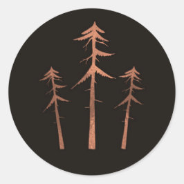 Kupfer Bronze Tall Pine Bäume Rustikale Hochzeit Runder Aufkleber