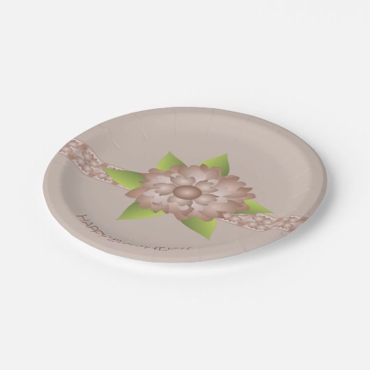 Kupfer Brown Floral Pappteller (Schrägansicht)