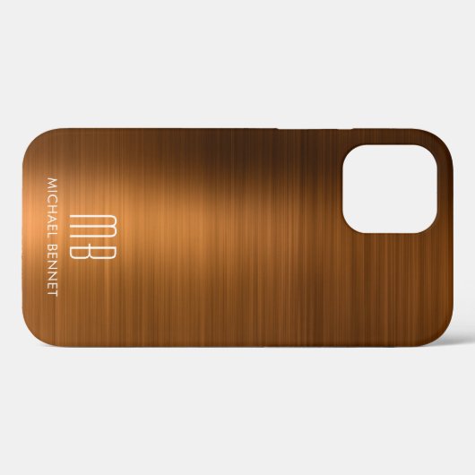 Kupfer Brown Metallic Monogram Case-Mate iPhone Ca Hülle (Rückseite (Horizontal))