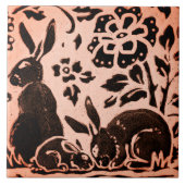 Kupfer Brown Woodland Rabbit Hare Herbst Trivet Fliese (Vorderseite)